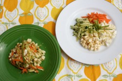 Summer Vegetable Zucchini Slaw in two different ways.