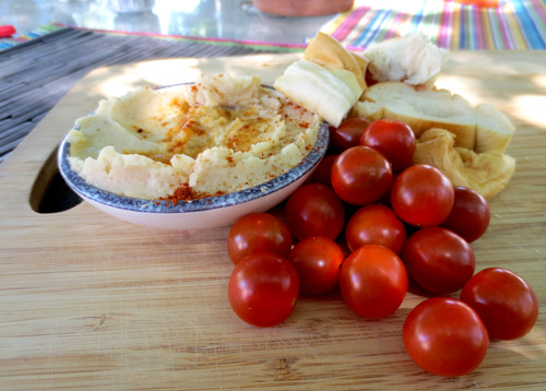 Garlicky Lima Bean Spread and Tomatoes
