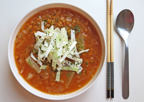 Gochujang lentil soup