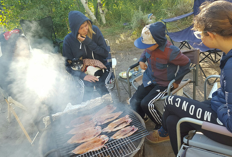 Smoked Trout on Campfire